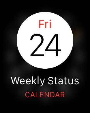 Calendar Notification Preview on Apple Watch (1st generation) 42mm running watchOS 1.0.1