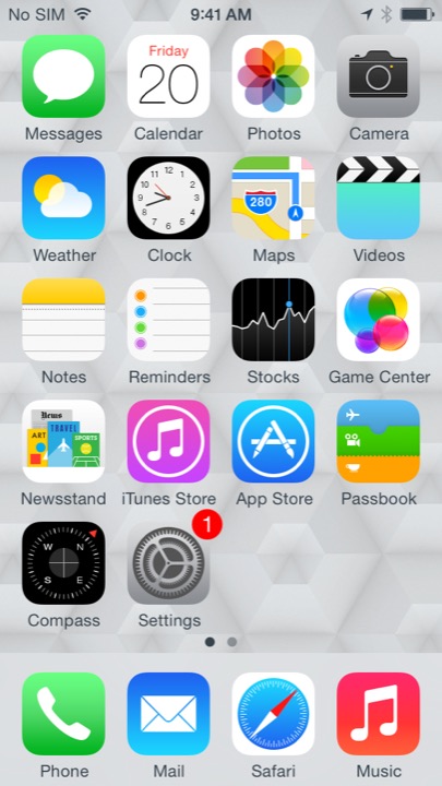 Hexagons Home Screen on iPhone 5S + iPhone 5C running iOS 7.1.1