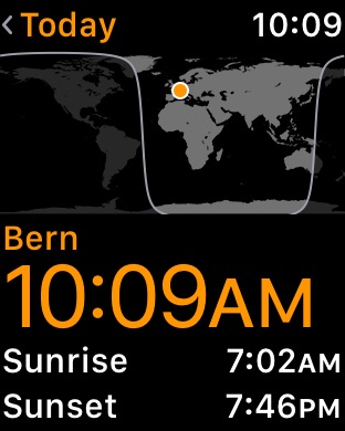 World Clock Detail on Apple Watch Series 3 (42mm) running watchOS 4.3.1