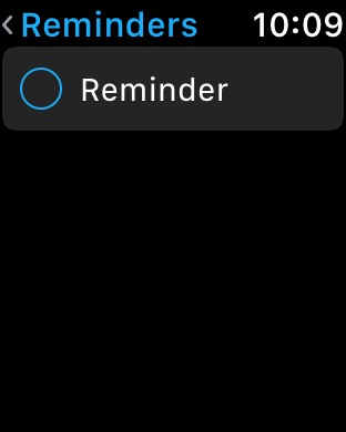 Reminders List on Apple Watch Series 3 (42mm) running watchOS 4.3.1
