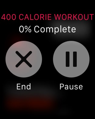 Workout Force Touch Menu on Apple Watch (1st generation) 42mm running watchOS 1.0.1