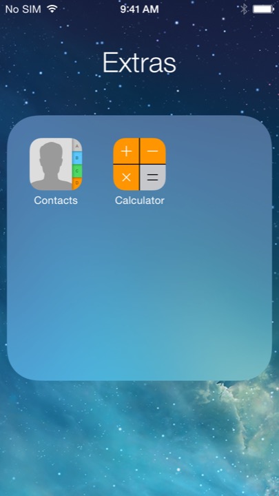 Home Screen Folder on iPhone 5S + iPhone 5C running iOS 7.1.1