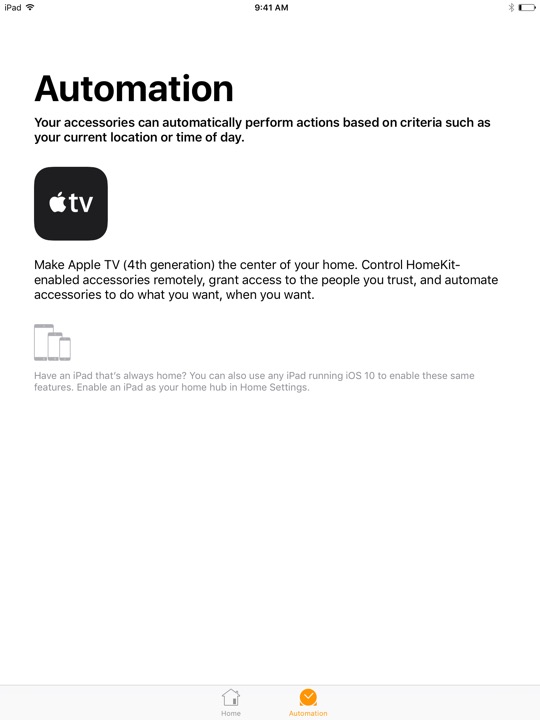Home Automations on iPad (5th generation) + iPad mini 4 running iOS 10.3.3