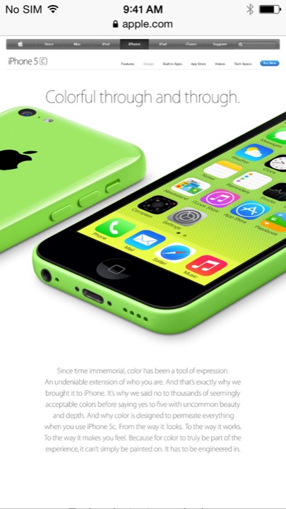 Safari iPhone 5C Compact Nav on iPhone 5S + iPhone 5C running iOS 7.1.1
