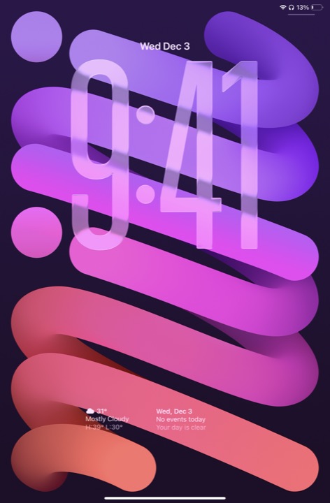 Lock Screen Portrait on iPad mini 8.3-inch running iPadOS 26