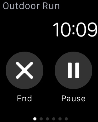 Workout End Pause on Apple Watch (1st generation) 42mm running watchOS 1.0.1
