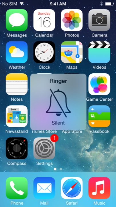 Silent Ringer on iPhone 5S + iPhone 5C running iOS 7.1.1