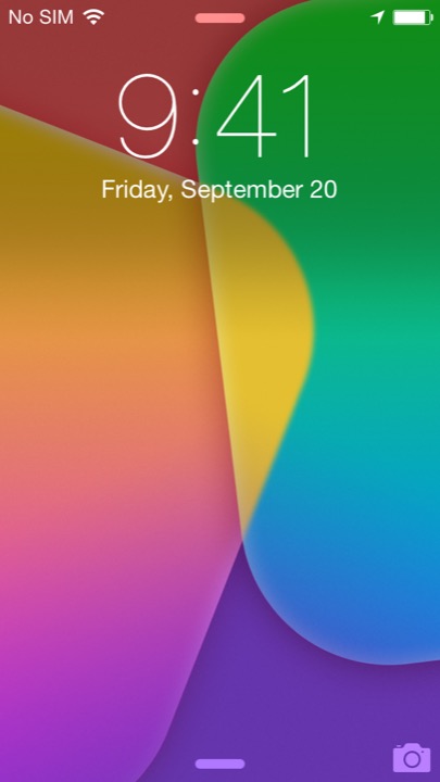 Colorful Squares Lock Screen on iPhone 5S + iPhone 5C running iOS 7.1.1