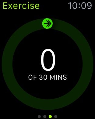 Activity Exercise Ring on Apple Watch (1st generation) 42mm running watchOS 1.0.1