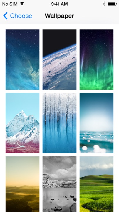 Wallpaper Settings on iPhone 5S + iPhone 5C running iOS 7.1.1