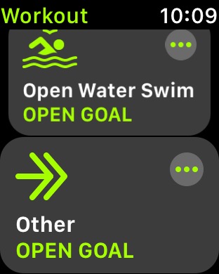Workout List Scrolled on Apple Watch Series 3 (42mm) running watchOS 4.3.1