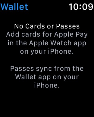 Wallet No Cards on Apple Watch Series 3 (42mm) running watchOS 4.3.1