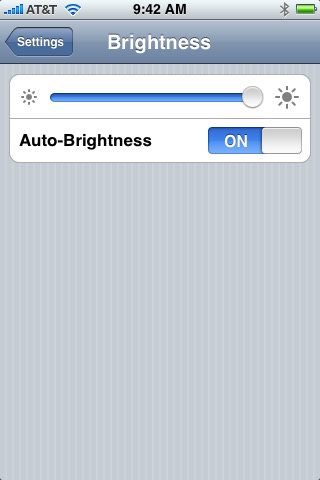 Brightness Settings on iPhone (1st generation) running iPhone OS 1.0