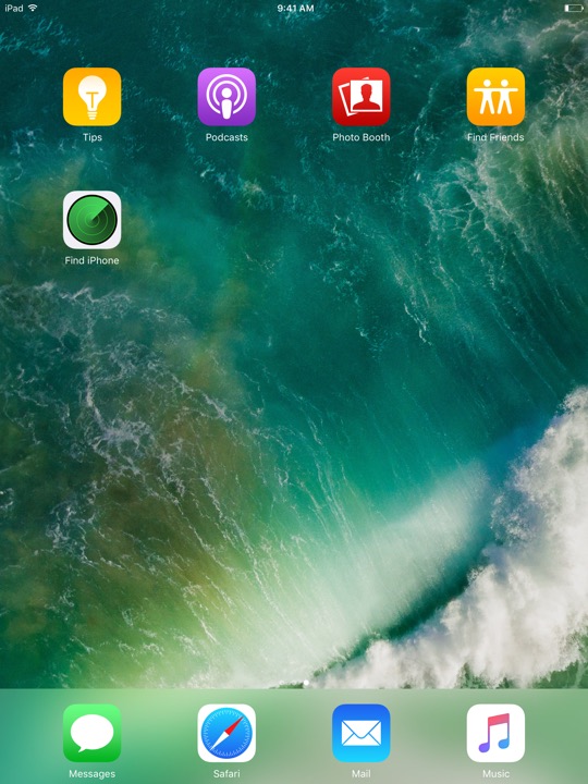Home Screen Page 2 Portrait on iPad (5th generation) + iPad mini 4 running iOS 10.3.3