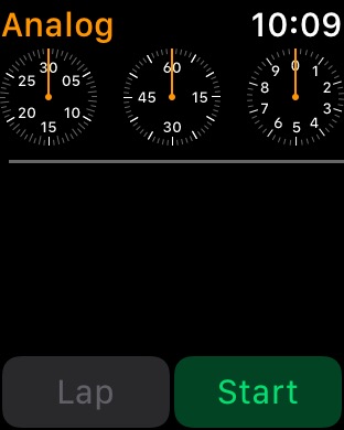 Stopwatch Analog 2 on Apple Watch Series 3 (42mm) running watchOS 4.3.1