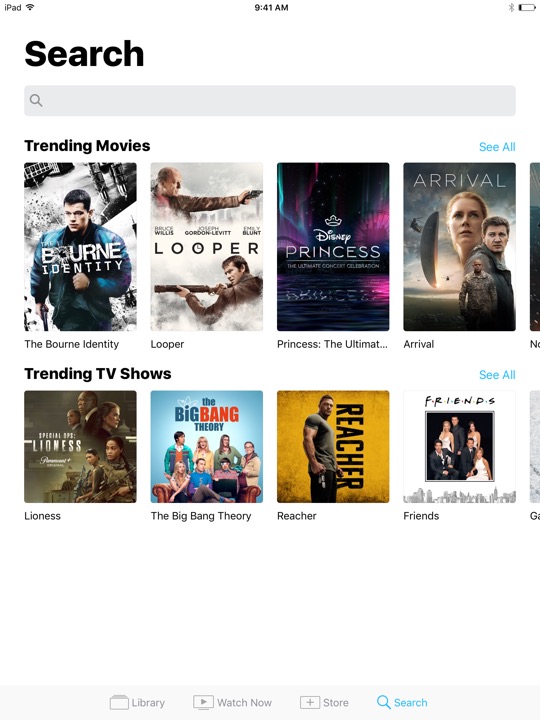 TV Search on iPad (5th generation) + iPad mini 4 running iOS 10.3.3