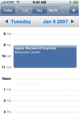 Calendar Day on iPhone (1st generation) running iPhone OS 1.0