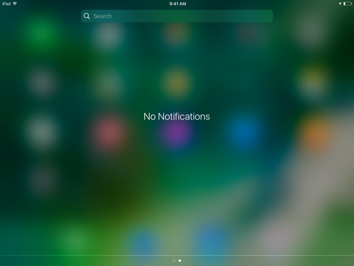 Notification Center Landscape on iPad (5th generation) + iPad mini 4 running iOS 10.3.3