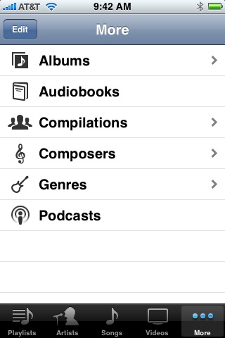 iPod More on iPhone (1st generation) running iPhone OS 1.0