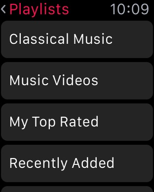 Music Playlists on Apple Watch (1st generation) 42mm running watchOS 1.0.1