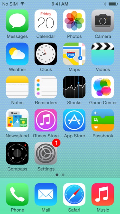 5C Blue Home Screen on iPhone 5S + iPhone 5C running iOS 7.1.1