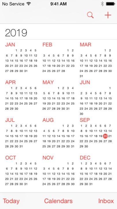 Calendar Year on iPhone 5S + iPhone 5C running iOS 7.1.1