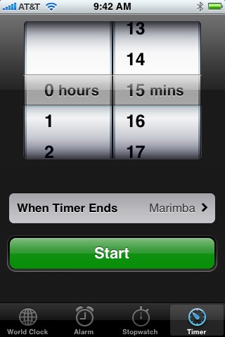 Timer on iPhone (1st generation) running iPhone OS 1.0