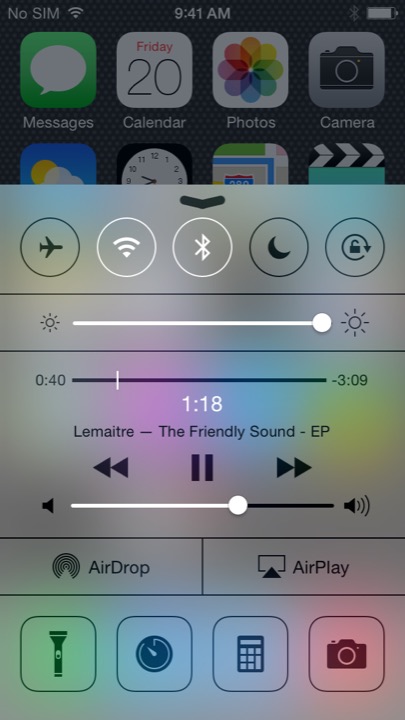 5C Black Control Center on iPhone 5S + iPhone 5C running iOS 7.1.1