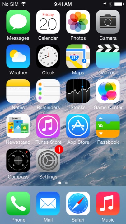 Earth Home Screen on iPhone 5S + iPhone 5C running iOS 7.1.1