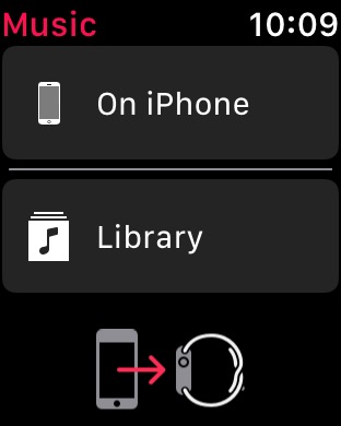 Music Setup on Apple Watch Series 3 (42mm) running watchOS 4.3.1