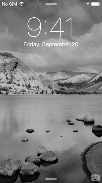 Gray Lake Lock Screen on iPhone 5S + iPhone 5C running iOS 7.1.1